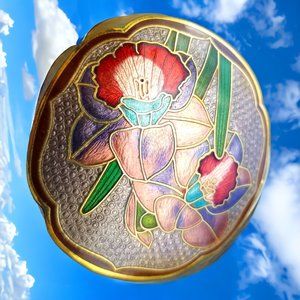 Cloisonné Enamel Belt Buckle Gold & Black Iris Charmant Beverly Hills, CA